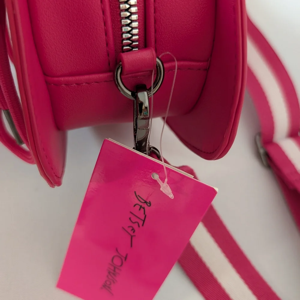 Betsey Johnson Football Pink Rhinestone Studded Crossbody Purse Novelty NWT - Picture 9 of 12